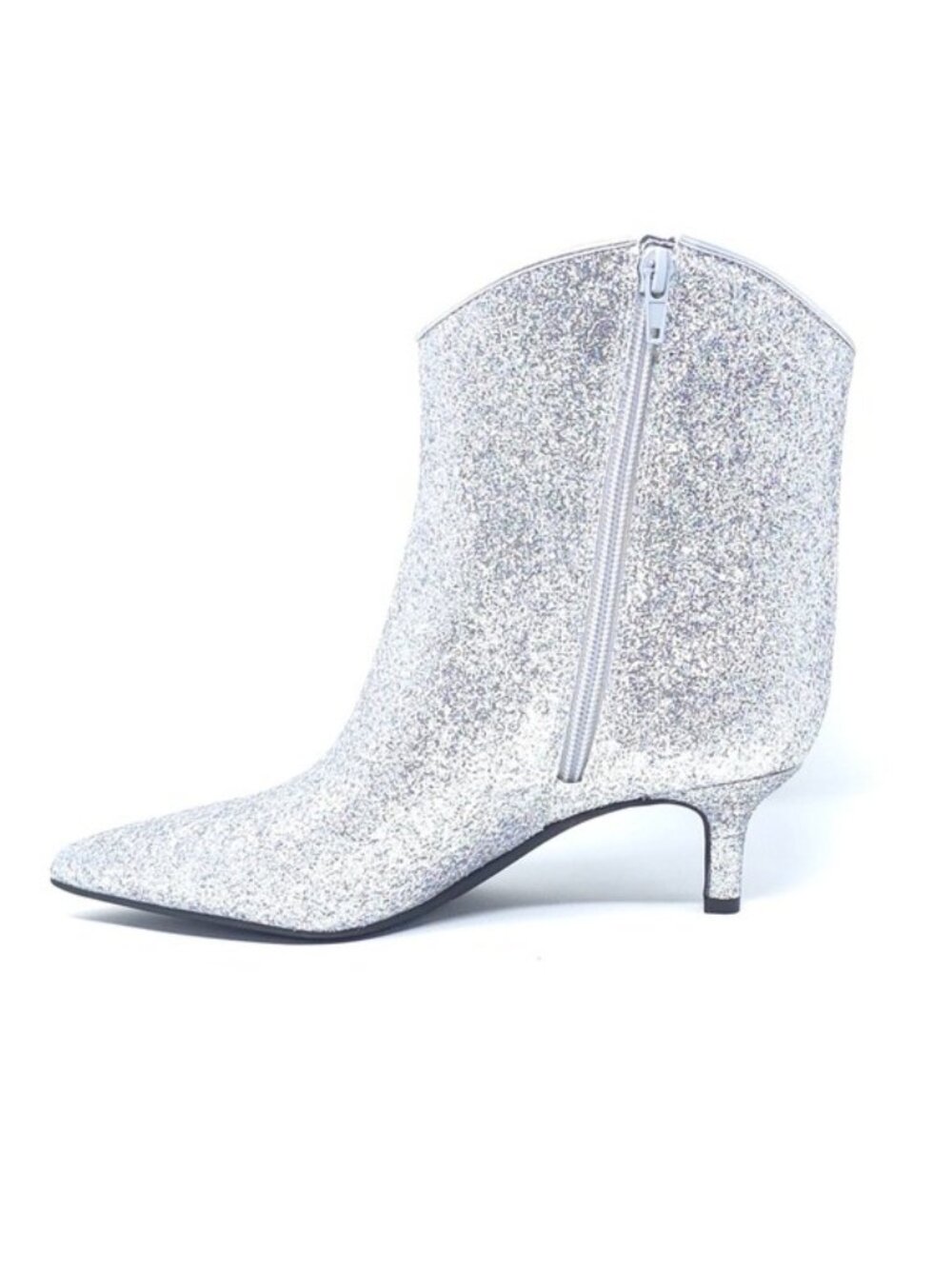 On 34th Aatirap Silver Glitter Pointed Toe Ankle Booties Size 5M - Picture 6 of 12